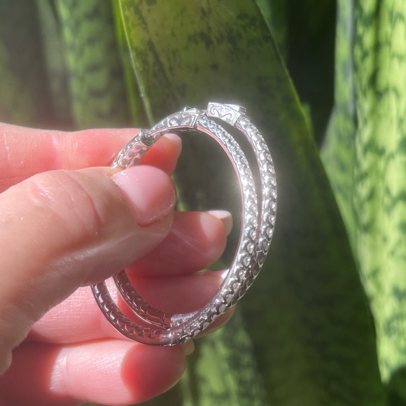 Sterling Silver Polished 45mm Hoop ER - Picture 2 of 10